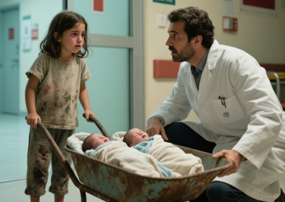 7 Yaşındaki Bir Kız İkiz Bebeklerini Kurtarmak İçin El Arabasıyla hastaneye gitti