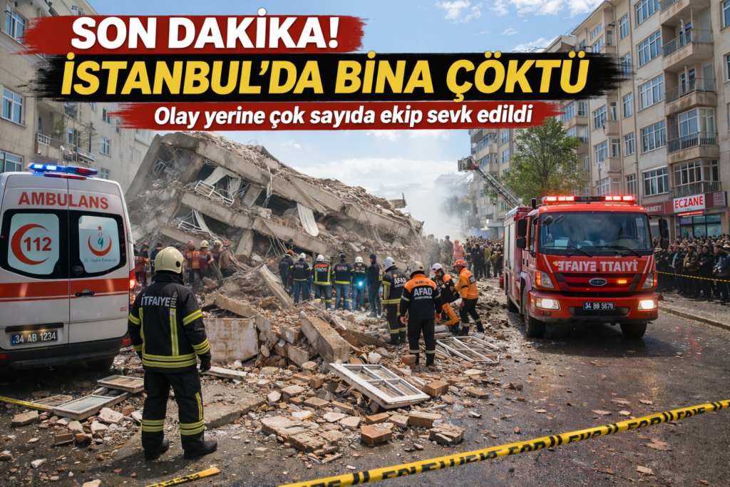 SON DAKİKA! İSTANBUL’DA BİNA ÇÖKTÜ